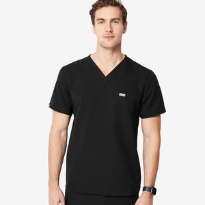 Figs Black Medium Leon Two Pocket Scrub Top